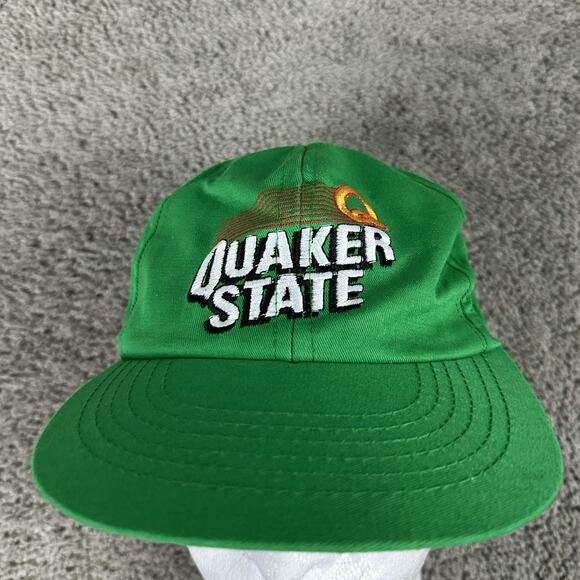 VTG Quaker State Hat Cap Snap Back Green Embroidered Advertising Mens Motor Oil - Picture 3 of 8